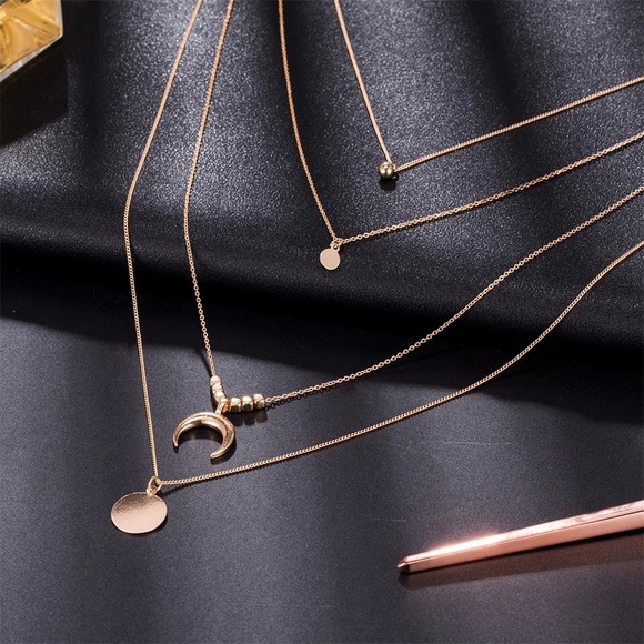 Last Half Moon Multi Layer Dainty Necklace - Picture 3 of 4